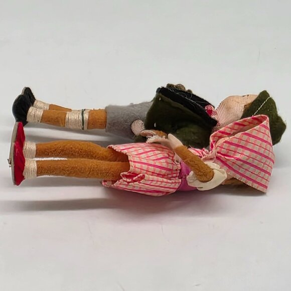 Vintage German Boy & Girl Handmade Dolls Traditional Dress Couple 4.5" Tall - Picture 7 of 8